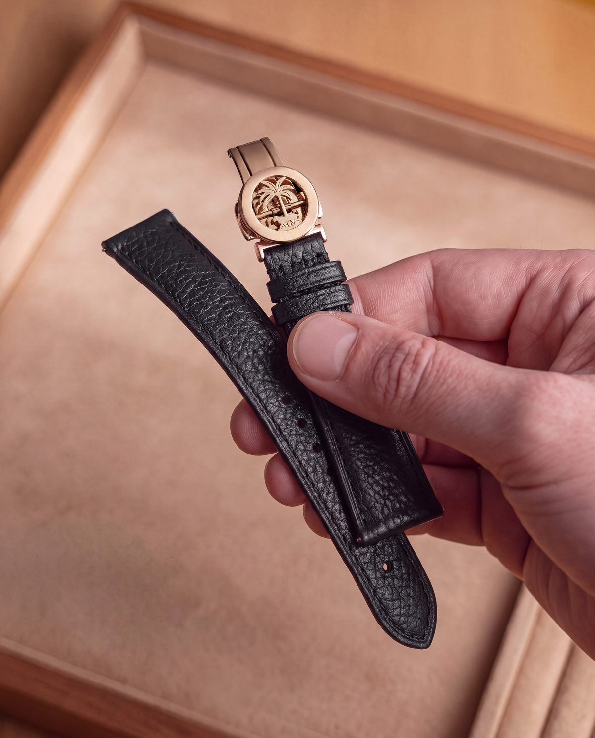 Textured Black Leather Strap