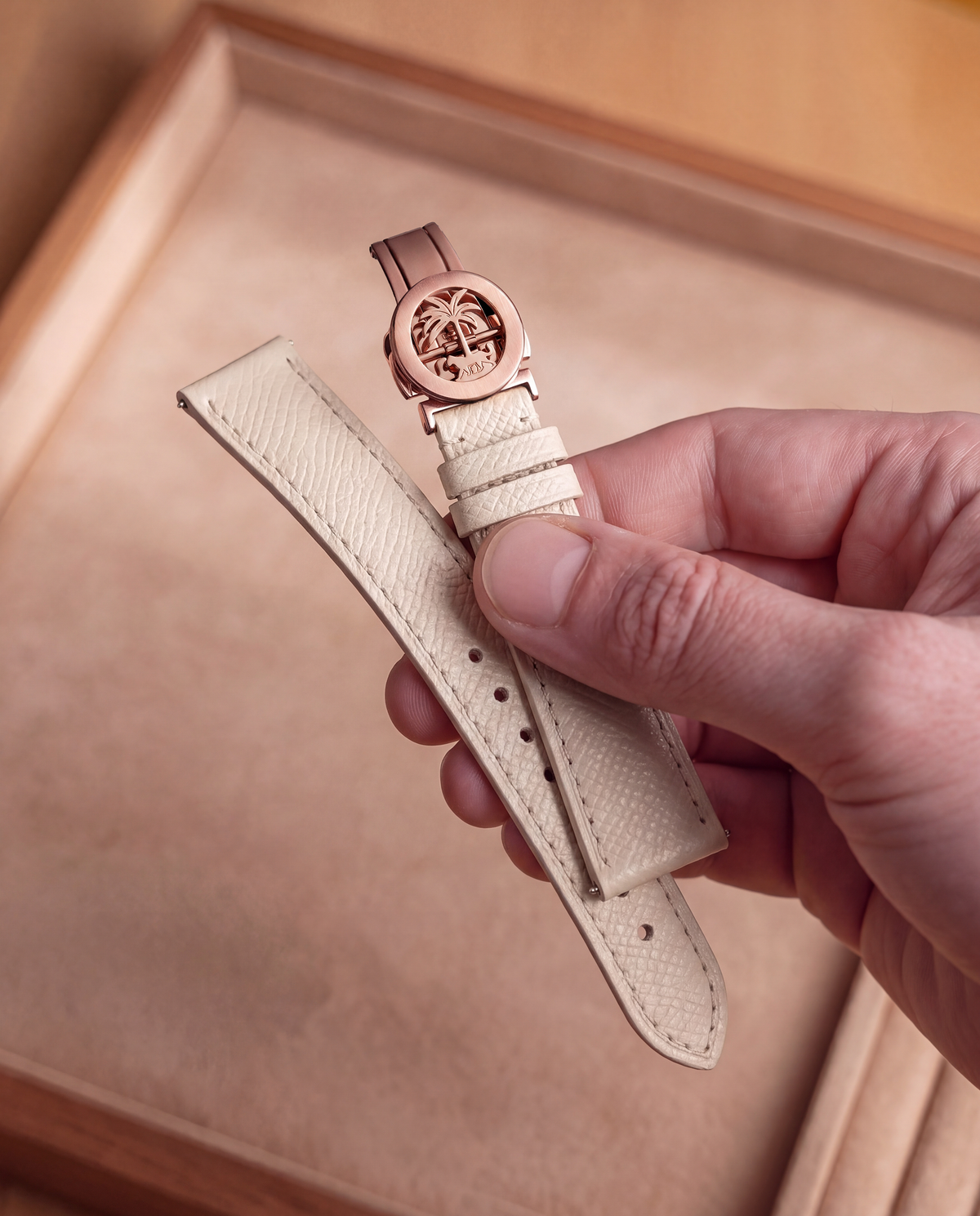Grained Ivory Leather Strap